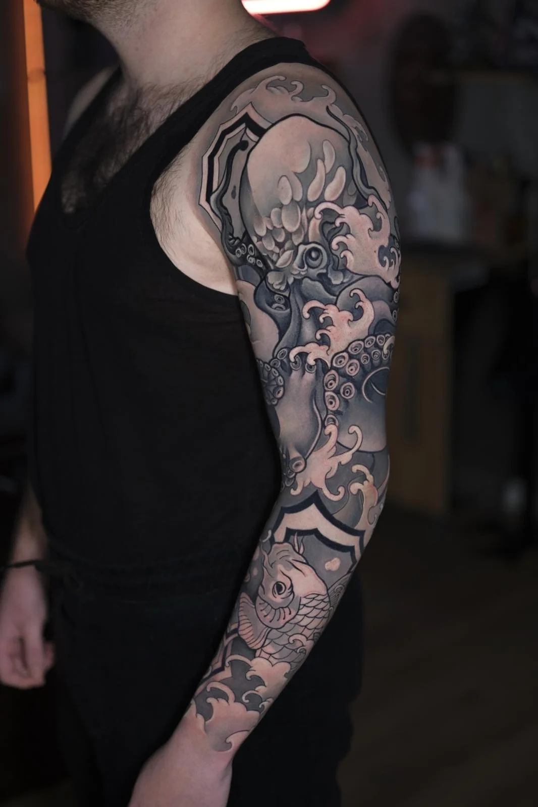Full sleeve in black & grey — Soner Aslan